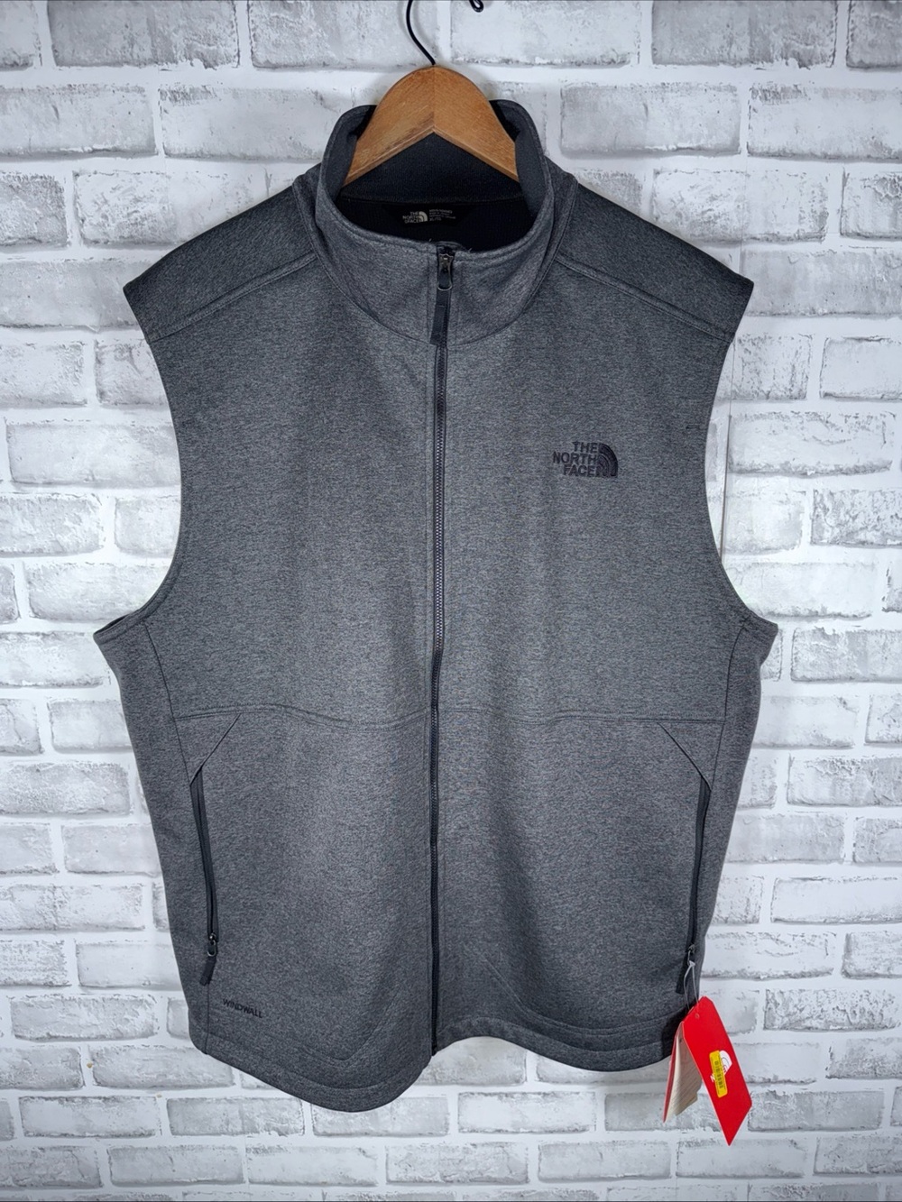 NWT North Face Gray Full Zip Windwall Vest Mens XL